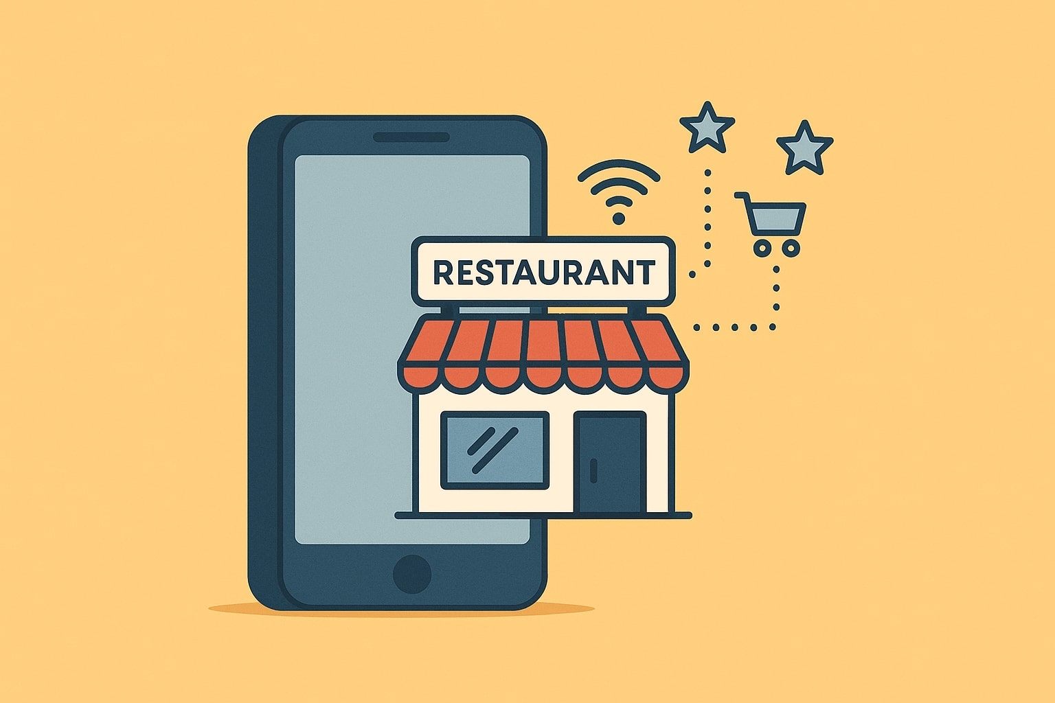 Smartphone affichant un restaurant digitalisé pour attirer plus de clients au Maroc