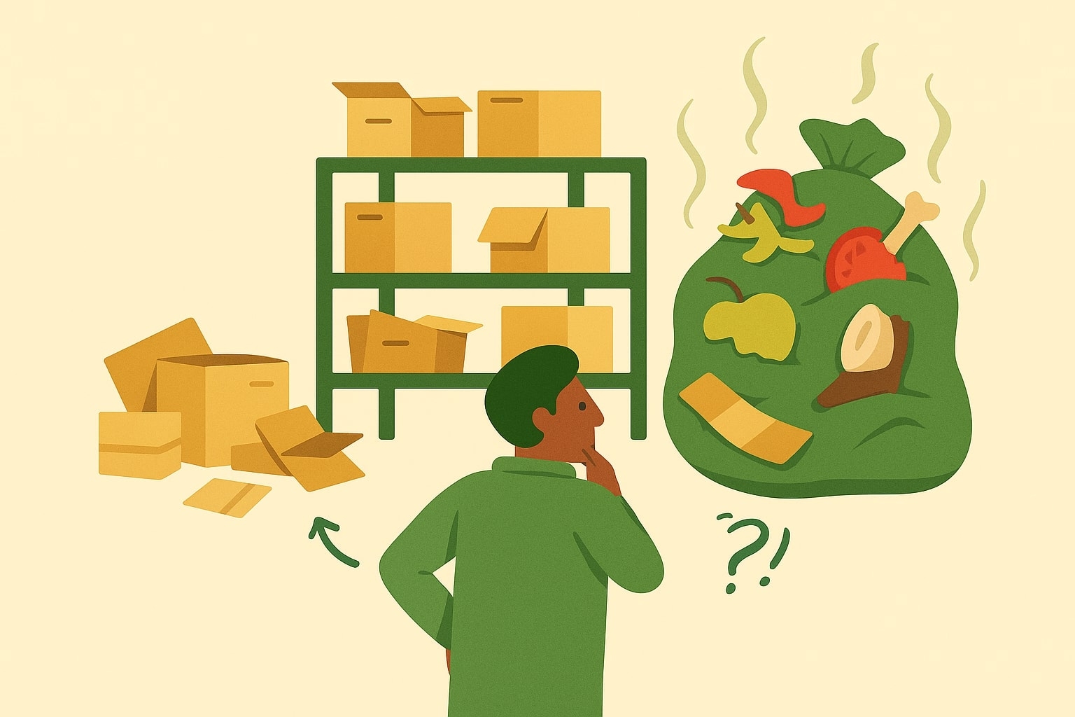 Illustration d’un stock de restaurant désorganisé à optimiser
